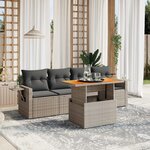 vidaXL Salon de jardin 5 Pièces avec coussins gris résine tressée