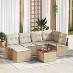vidaXL Ensemble de canapé de jardin 7 Pièces Beige et blanc
