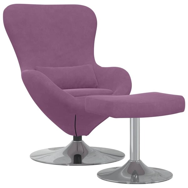 vidaXL Chaise Œuf avec Pouf Violet 63 x 73 x 90 cm Velours