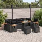 vidaXL Ensemble de canapé de jardin 10 Pièces Noir polyrotin
