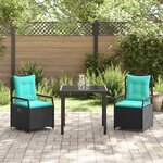 vidaXL Ensemble de salle à manger de jardin 3 pièces noir poly rattan