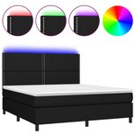 vidaXL Sommier à lattes de lit et matelas et LED Noir 180x200 cm Tissu