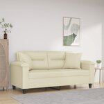 vidaXL Canapé 2 places avec oreillers crème 140 cm similicuir