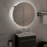 vidaXL Armoire de salle de bain miroir rond et LED Noir 47x47x17 5 cm