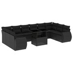 vidaXL Salon de jardin 11 Pièces avec coussins noir résine tressée
