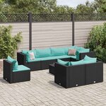 vidaXL Salon de jardin 9 Pièces avec coussins Noir Résine tressée