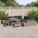 vidaXL Ensemble de canapé de jardin 13 Pièces Gris Poly rotin