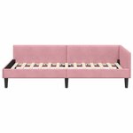 vidaXL Cadre de lit d'angle Rose 90 cm x 190 cm VeloursetContreplaqué