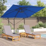 vidaXL Parasol Roma Bleu 286 x 285 x 265 cm Polyester  Aluminium