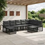 vidaXL Ensemble de canapés d'extérieur 9 Pièces Noir et Gris foncé