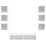 vidaXL Unités murales TV avec LED 8 Pièces blanc bois d'ingénierie