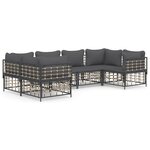 vidaXL Salon de jardin 6 Pièces avec coussins anthracite résine tressée
