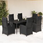 vidaXL Ensemble à manger de jardin coussins 7Pièces Noir Résine tressée