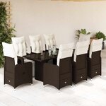 vidaXL Ensemble de bistro de jardin 9 Pièces coussins marron poly rotin