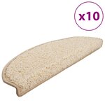 vidaXL Tapis d'escalier 10 Pièces 65x21x4 cm Crème