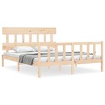vidaXL Cadre de lit avec tête de lit king size bois massif