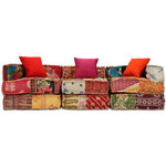 vidaXL Pouf modulaire à 3 places Patchwork Tissu