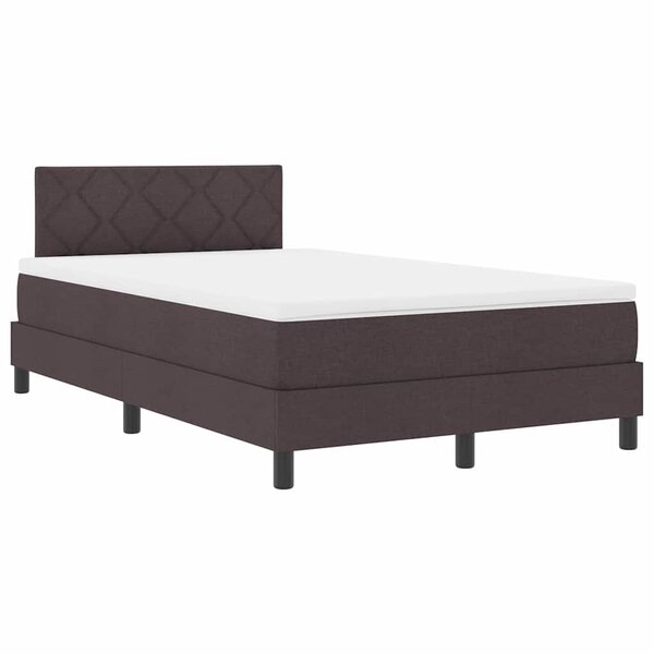 vidaXL Lit à ressorts avec matelas Marron foncé 120 x 200 cm tissu