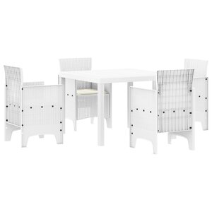 vidaXL Ensemble de salle à manger de 5 pièces avec coussins en rattan synthétique blanc