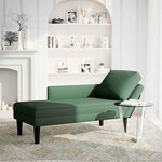 vidaXL Chaise longue avec coussin vert foncé tissu en velours côtelé