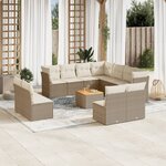 vidaXL Salon de jardin avec coussins 12 Pièces beige résine tressée