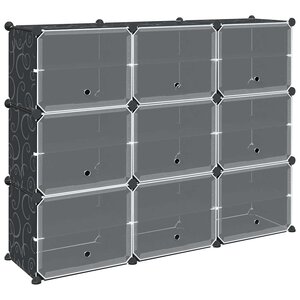 vidaXL Cubes de rangement 9 Pièces avec portes noir PP