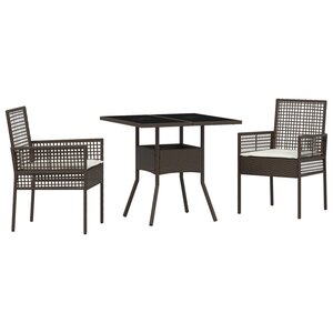 vidaXL Ensemble Salle à Manger 3 Pièces Marron Rattan Poly