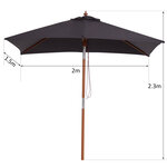 Parasol rectangulaire inclinable bois polyester haute densité 2L x 1 5l x 2 3H m gris foncé