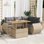vidaXL Salon de jardin avec coussins 5 Pièces beige résine tressée