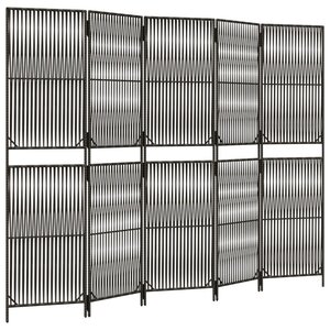 vidaXL Cloison de séparation 5 panneaux gris résine tressée