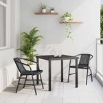 vidaXL Ensemble de salle à manger pour jardin 3 Pièces Noir Poly rotin