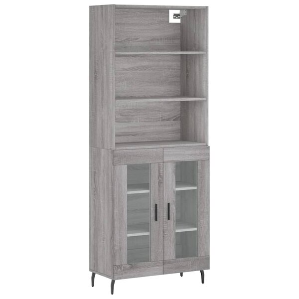 vidaXL Buffet haut Sonoma gris 69 5x34x180 cm Bois d'ingénierie