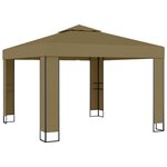 vidaXL Belvédère avec double toit 3x3x2 7 m Taupe 180 g/m²