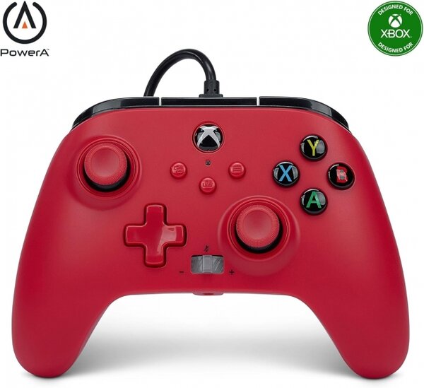 Manette filaire améliorée PowerA pour Xbox Series X S - Rouge Artisan
