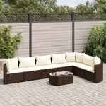vidaXL Salon de jardin 8 Pièces avec coussins marron résine tressée