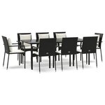 vidaXL Ensemble à manger jardin 9Pièces et coussins noir résine tressée