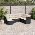 vidaXL Salon de jardin 7 Pièces avec coussins noir résine tressée