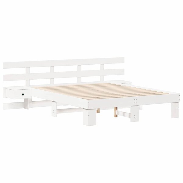 vidaXL Cadre de lit Blanc 140 x 200 cm Pin massif et pin massif