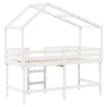 vidaXL Lit superposé et échelle et toit blanc 90x190cm bois pin massif