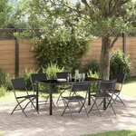 vidaXL Ensemble de salle à manger pour jardin Pliant 7 Pièces Noir