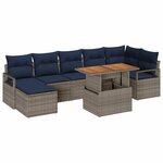 vidaXL Ensemble de salle à manger pour jardin 8 Pièces Gris et marine