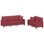 vidaXL Ensemble de canapés 2 Pièces et coussins rouge bordeaux similicuir