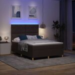 vidaXL Lit à ressorts avec matelas Marron foncé 140 x 200 cm tissu