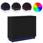 vidaXL Buffet LED Chêne noir 90 x 32 x 75 cm Bois d'ingénierie