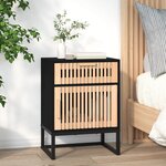 vidaXL Tables de chevet 2 Pièces noir 40x30x55 5cm bois ingénierie et fer