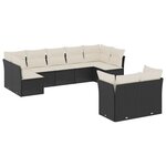 vidaXL Salon de jardin 9 Pièces avec coussins noir résine tressée