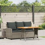 vidaXL Canapé de jardin 3 places coussins et table gris résine tressée
