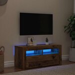 vidaXL Meuble TV avec lumières LED vieux bois bois d'ingénierie