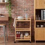 vidaXL Chariot de Cuisine avec Roues Naturel 46 x 38 x 76 cm Bambou