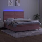 vidaXL Sommier à lattes de lit avec matelas LED Rose 160x200cm Velours